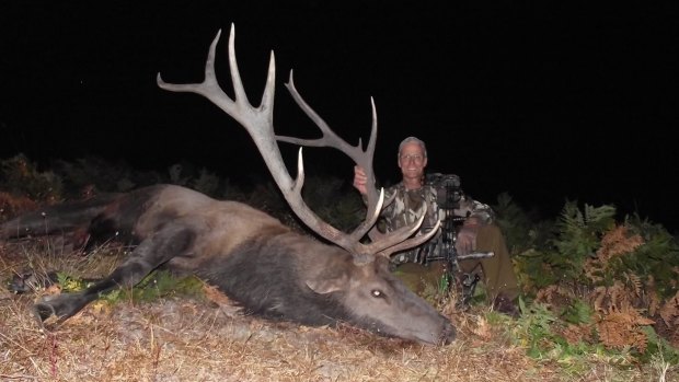 Walter Palmer with a Roosevelt elk in his quest to "harvest" every species of North Americian big game.