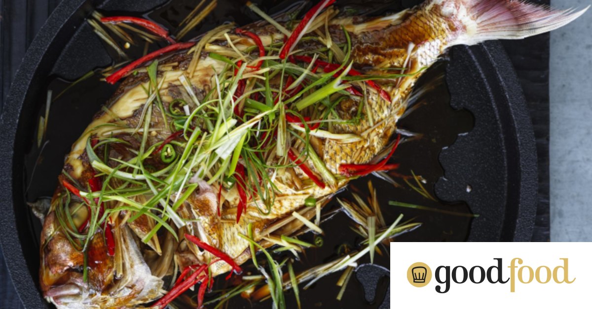 Steamed whole baby snapper in soy and oyster sauce