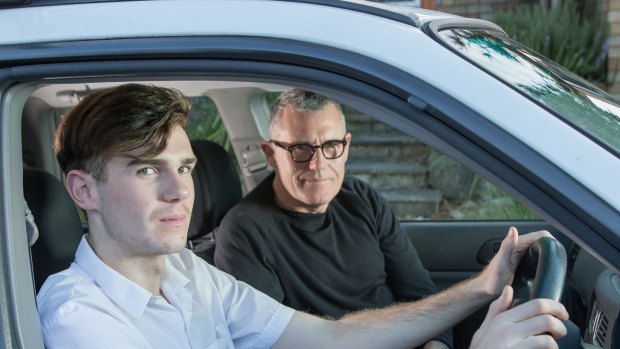 P-plate driver Reilly King, 17, with his father Adrian, says his mother has been talking to him about driving safely for "at least five years".