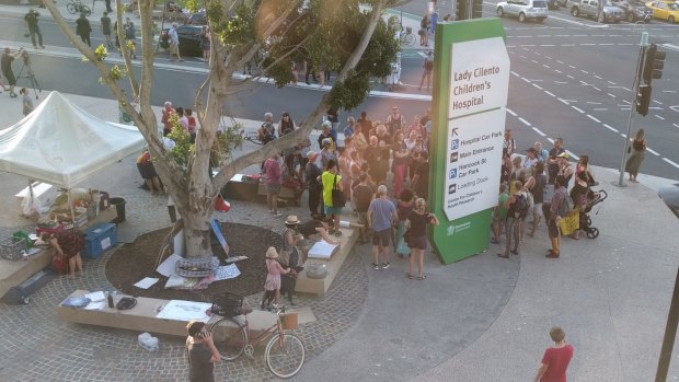 Supporters gather outside the Lady Cilento Children's Hospital as fears grow that asylum seeker baby Asha will soon be removed.