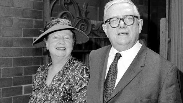 Herbert Evatt and his wife Mary Alice in February 1960 when he was sworn in a Chief Justice of NSW.