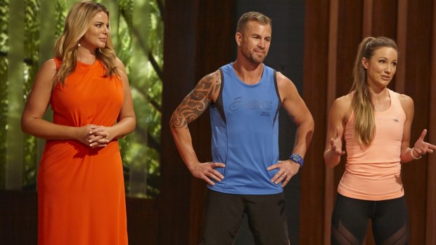 Fiona Falkiner, host of <i>The Biggest Loser: Transformed</i>, with trainers Shannan Ponton (middle) and Libby Babet.