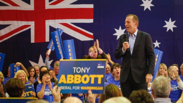Tony Abbott at the launch of his ninth campaign for the seat of Warringah on Sunday.