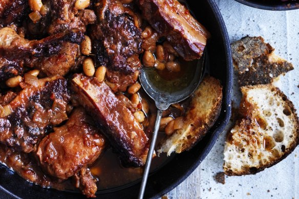 Neil Perry's duck braised with white beans and pancetta.