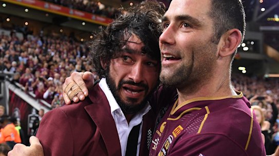 Brothers-in-arms: Johnathan Thurston will do the honours for old mate Cameron Smith.