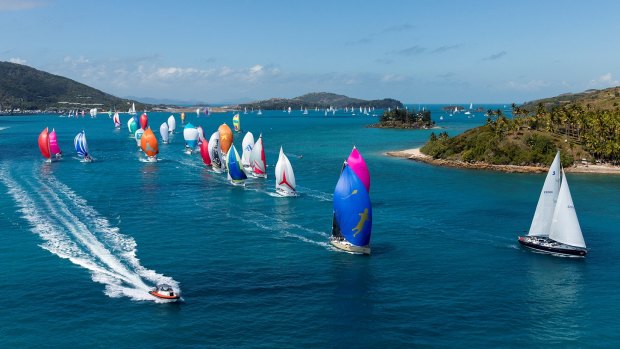 Yachts sailing as Audi Hamilton Island Race Week gets into full swing. 