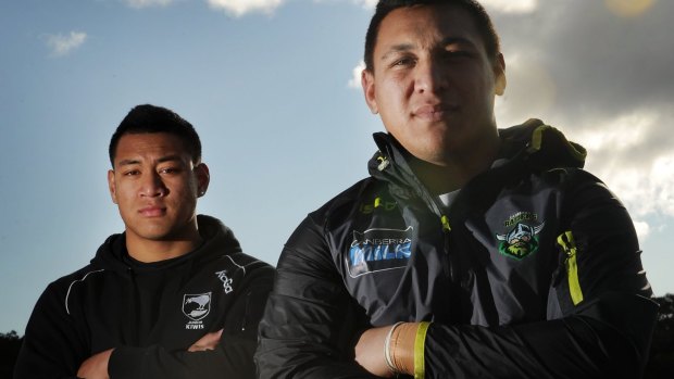 John Papalii, left, with his brother Josh Papalii, right, in 2012.