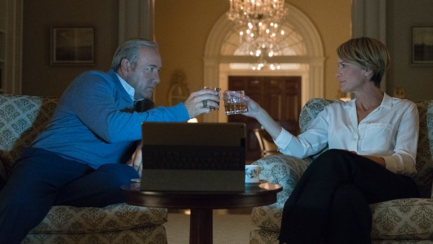 Kevin Spacey and Robin Wright as the power couple in House of Cards.