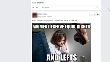 Memes that showed abuse against women were used on the Feminist Week facebook page.