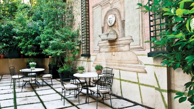 Hotel Orfila's courtyard garden.
