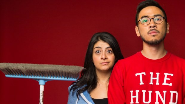 Everyone's got to make a living: Comedians Susie Youssef and Michael Hing.