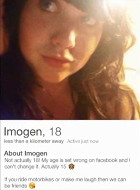 A fake Tinder profile created by the students to catch men grooming underage girls.
