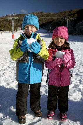 Issabella and Christian and other snow-goers at Thredbo made the most of man-made snow over the weekend.
