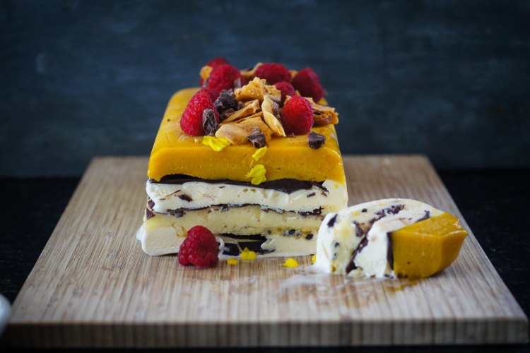 Mango and passionfruit viennetta ice-cream recipe. 