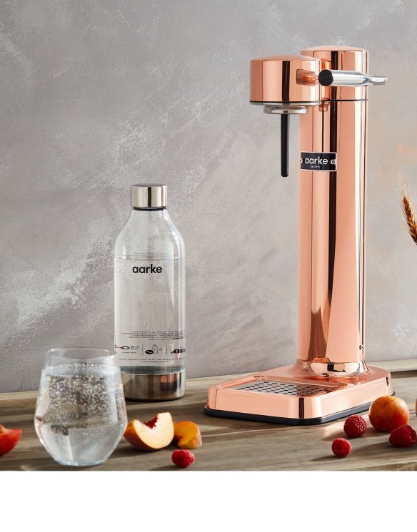 Sparkle and shine: The Aarke Sparkling Water Maker in Copper.