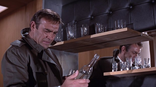 Sean Connery's James Bond looks with distaste at what he calls "Siamese vodka" in You Only Live Twice.