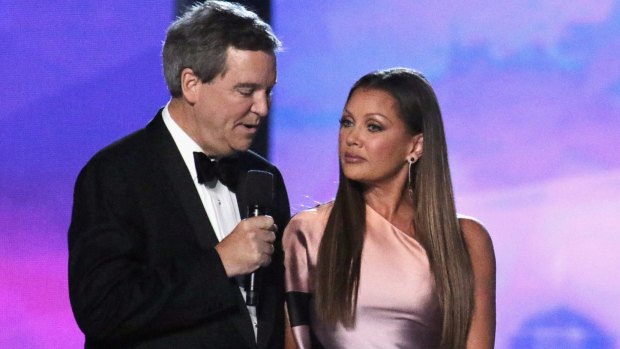 Miss America CEO Sam Haskell III and Vanessa Williams speak onstage during the 2016 Miss America Competition.