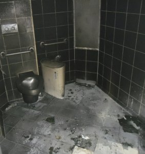 Vandalism at public toilets at Yerrabi Pond, where a fire was lit.