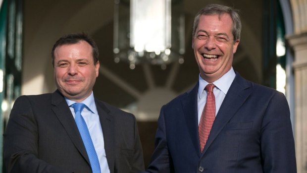 Arron Banks with UKIP leader Nigel Farage, right.