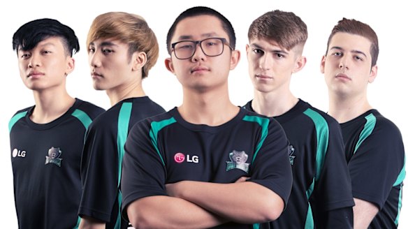 LG Dire Wolves' Calvin 'k1ng' Truong, Richard 'Phantiks' Su, Shern 'Shernfire' Tai, Ryan 'Chippys' Short and Mitchell 'Destiny' Shaw.