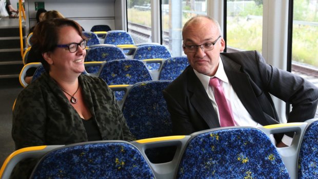 Reconsidering: Labor's unsuccessful candidate for Newtown, Penny Sharpe, with opposition leader Luke Foley.