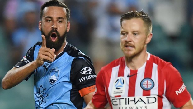Right on cue: Alex Brosque reacts to his late goal to seal an emphatic victory.