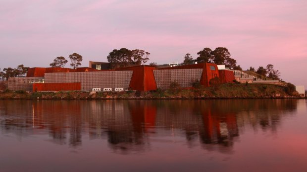 MONA. Museum of Old and New Art from Little Frying Pan Island, Derwent River, Hobart.