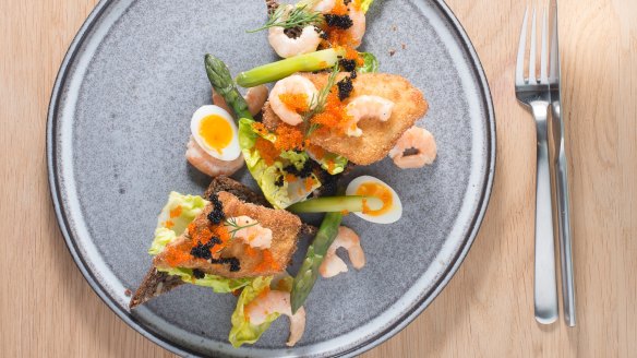 Stjerneskud (the Shooting Star), a reinterpretation of a traditional Danish open sandwich.