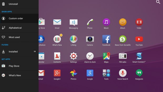 Sony's Android skin is full of smart refinements, like this pretty and customisable app tray.