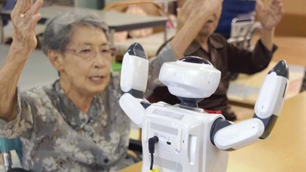 Robotic powers: Robots for nursing care and other medical purposes are being developed in Japan, including this  'healing robot' that helps the elderly exercise. 