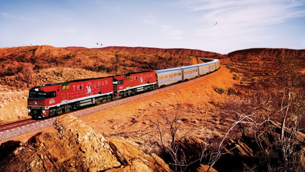 The Ghan approaches Alice Springs. 