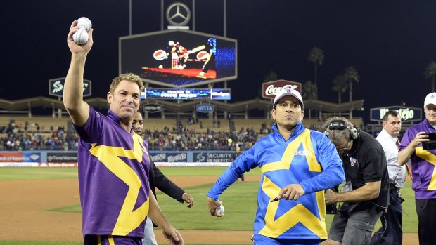 Shane Warne and Sachin Tendulkar in Los Angeles.