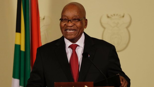 Quits: South African President Jacob Zuma addresses the nation at the government's Union Buildings in Pretoria, South Africa, on Wednesday.