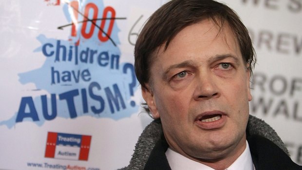 Dr Andrew Wakefield in 2010. Britain's General Medical Council  ruled that he had acted "dishonestly and irresponsibly" in carrying out his research that allegedly showed a link between autism in children and the triple vaccination for measles, mumps and rubella known as MMR.