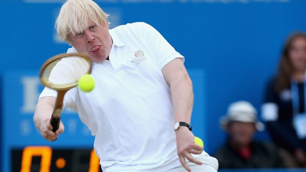 Boris Johnson plays tennis during his time as mayor of London.
