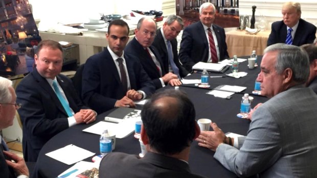 George Papadopoulos (second from left) at a national security meeting in March 2016, ten days after he met with a Russian professor in London.