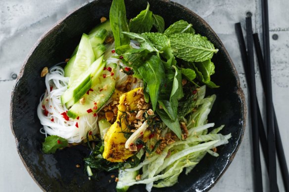 Picnic-friendly noodle salad with nuoc cham dressing.