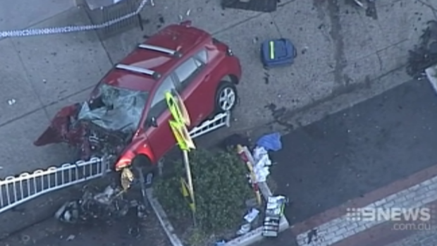 A red sedan which was involved in a fatal accident at Carlton on Tuesday.