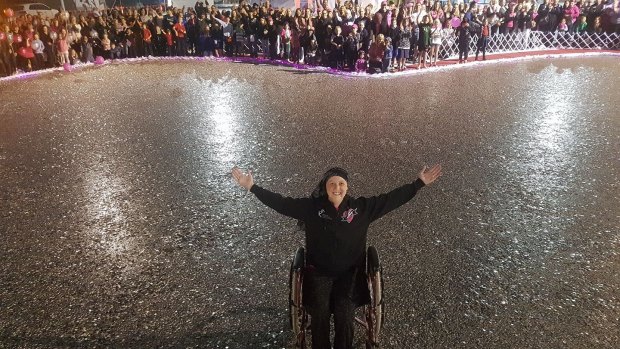 Connie Johnson luxuriating in that sea of 5c coins, worth more than $2 million. She says the Big Heart Project "sustains her every day'' she is in the hospice, with memories of the strength of her community. "I'm so proud to be a Canberran,'' she said.