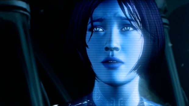 Pixelated hero: Cortana, from the game series Halo, is also the name of the new voice of Windows phones.
