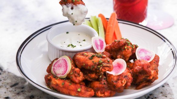 Buffalo wings with blue cheese sauce at the Quarryman.