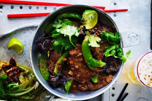 Thai-style beef with sugar snap peas 