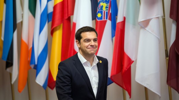 Alexis Tsipras, Greece's prime minister, leaves at the end of an emergency meeting of European leaders in Brussels.