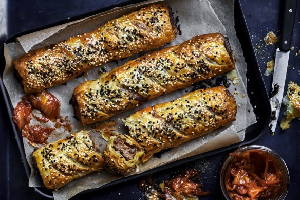 Stuff leftover roast meat into sausage rolls.