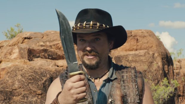 Danny McBride is Brian Dundee, Mick's loudmouthed American son.