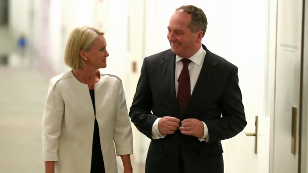 Leading the charge for decentralisation: Nationals leader Barnaby Joyce and his deputy Fiona Nash. 
