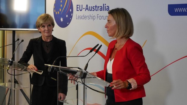 Minister Bishop and EU high representative for foreign affairs Federica Mogherini