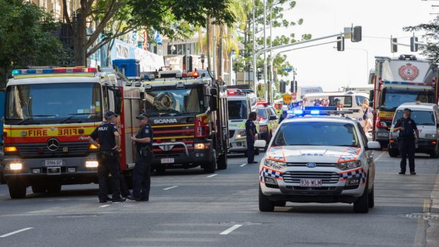 Emergency services closed Elizabeth Street as fire crews searched for the source of the smoke.