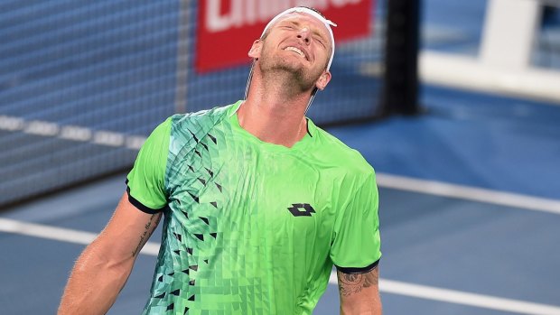 Gutted: Sam Groth reacts during his loss to Hyeon Chun.