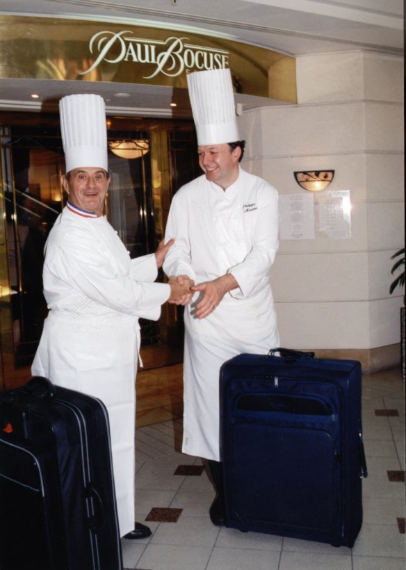 Farewell Melbourne: Paul Bocuse (left) and chef Philippe Mouchel before Paul Bocuse Restaurant Melbourne closed in 1997.